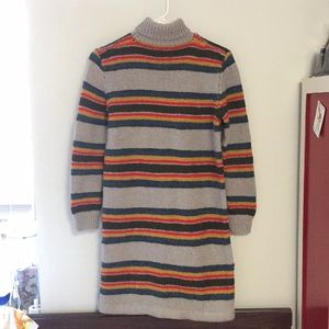 Hand Knit Retro Striped Sweater Dress